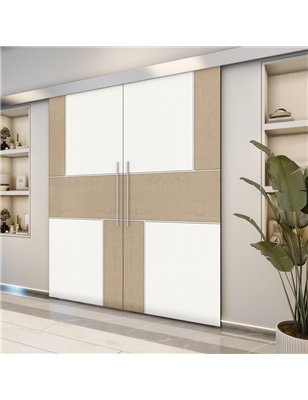 Holzschiebetür Eco-Line - Eiche und Weiss  Model 4027-2