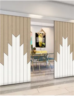 Holzschiebetür Eco-Line - Eiche und Weiss Model 4039