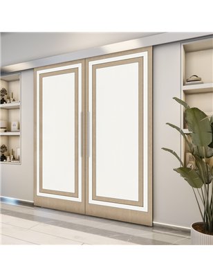 Holzschiebetür Eco-Line - Eiche und Weiss  Model 4041-2