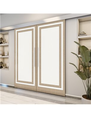 Holzschiebetür Eco-Line - Eiche und Weiss  Model 4041-2