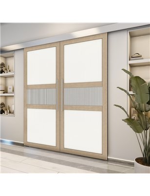 Holzschiebetür Eco-Line - Eiche und Weiss  Model 4042-2
