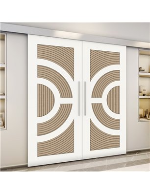 Holzschiebetür Eco-Line - Eiche und Weiss  Model 4051-3