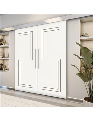 Holzschiebetür Eco-Line - Eiche und Weiss  Model 4065-2