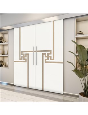 Holzschiebetür Eco-Line - Eiche und Weiss  Model 4071-2