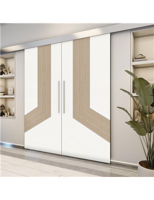 Holzschiebetür Eco-Line - Eiche und Weiss  Model 4073-2