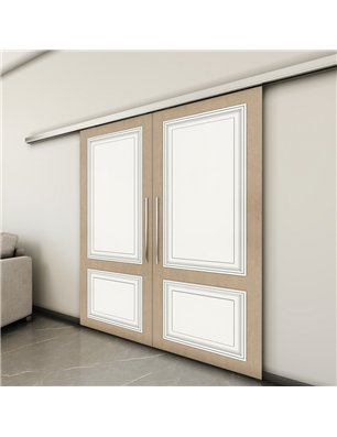 Holzschiebetür Slim-Line - Eiche und Weiss  Model 4004-3