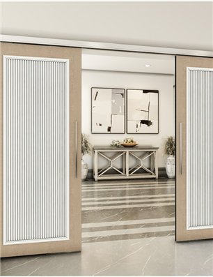 Holzschiebetür Slim-Line - Eiche und Weiss  Model 4005