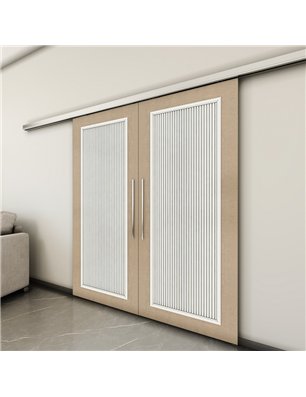 Holzschiebetür Slim-Line - Eiche und Weiss  Model 4005-3