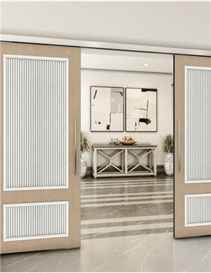 Holzschiebetür Slim-Line - Eiche und Weiss  Model 4006