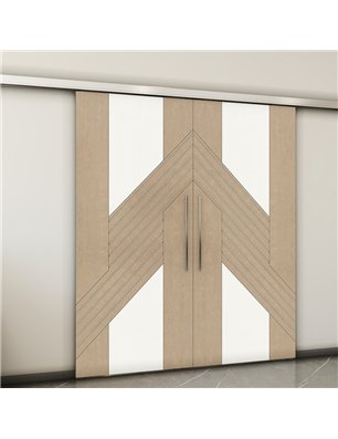 Holzschiebetür Slim-Line - Eiche und Weiss  Model 4019-2