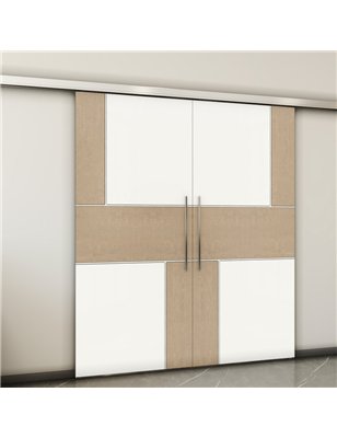 Holzschiebetür Slim-Line - Eiche und Weiss  Model 4027-2