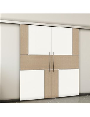 Holzschiebetür Slim-Line - Eiche und Weiss  Model 4027-2