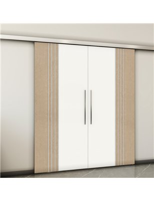 Holzschiebetür Slim-Line - Eiche und Weiss  Model 4028-2