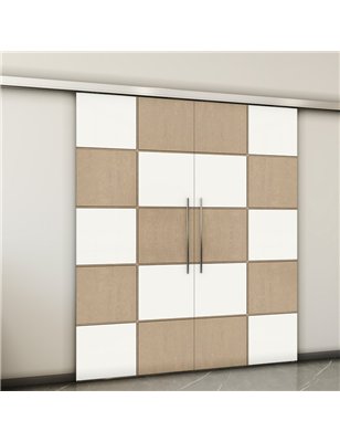 Holzschiebetür Slim-Line - Eiche und Weiss  Model 4029-2