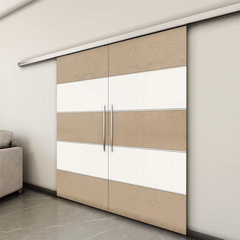 Montagebeispiel zweiflügelige Schiebetür Holz