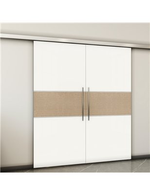 Holzschiebetür Slim-Line - Eiche und Weiss  Model 4032-2