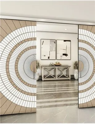 Holzschiebetür Slim-Line - Eiche und Weiss Model 4036