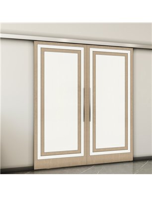 Holzschiebetür Slim-Line - Eiche und Weiss  Model 4041-2