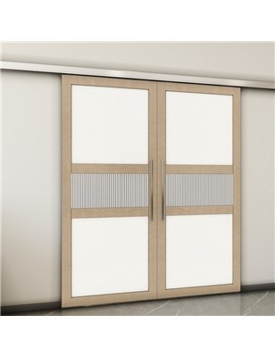 Holzschiebetür Slim-Line - Eiche und Weiss  Model 4042-2
