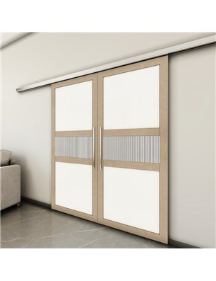Holzschiebetür Slim-Line - Eiche und Weiss  Model 4042-3
