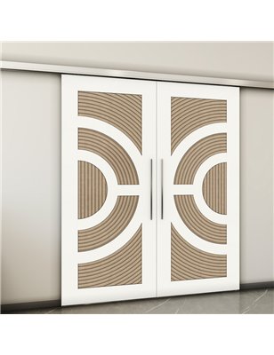 Holzschiebetür Slim-Line - Eiche und Weiss  Model 4051-2