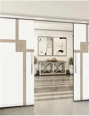 Holzschiebetür Slim-Line - Eiche und Weiss Model 4059