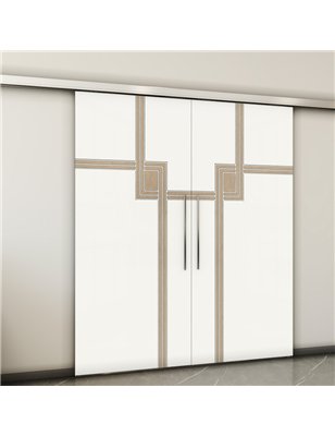 Holzschiebetür Slim-Line - Eiche und Weiss  Model 4059-2