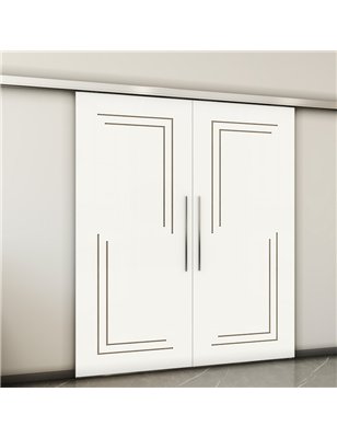 Holzschiebetür Slim-Line - Eiche und Weiss  Model 4065-2