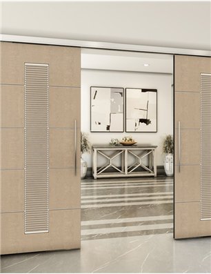 Holzschiebetür Slim-Line - Eiche und Weiss  Model 4067