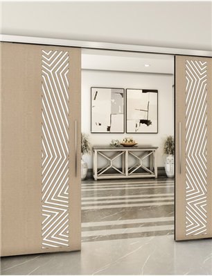 Holzschiebetür Slim-Line - Eiche und Weiss  Model 4070