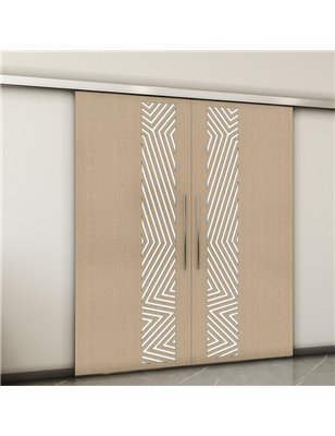 Holzschiebetür Slim-Line - Eiche und Weiss  Model 4070-2