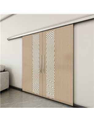 Holzschiebetür Slim-Line - Eiche und Weiss  Model 4070-3