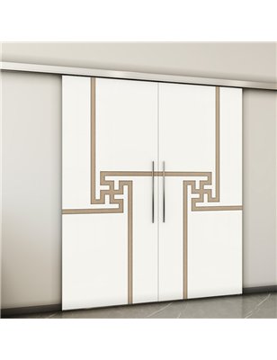 Holzschiebetür Slim-Line - Eiche und Weiss  Model 4071-2