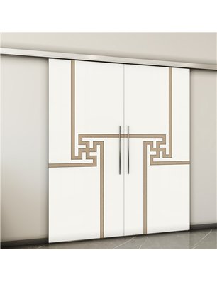 Holzschiebetür Slim-Line - Eiche und Weiss  Model 4071-2