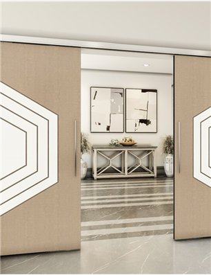 Holzschiebetür Slim-Line - Eiche und Weiss  Model 4072