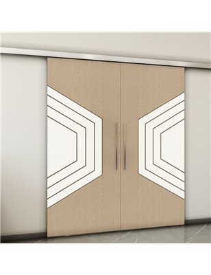 Holzschiebetür Slim-Line - Eiche und Weiss  Model 4072-2