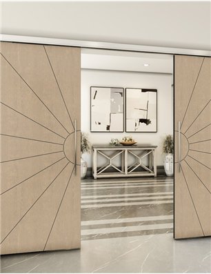 Holzschiebetür Slim-Line - Eiche und Weiss  Model 4074