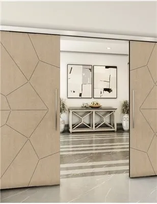 Holzschiebetür Slim-Line - Eiche und Weiss Model 4075