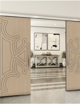 Holzschiebetür Slim-Line - Eiche und Weiss  Model 4086