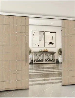 Holzschiebetür Slim-Line - Eiche und Weiss Model 4087