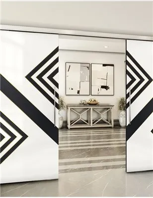 Holzschiebetür Slim-Line - Hell - Dunkel-Mix Model 4010