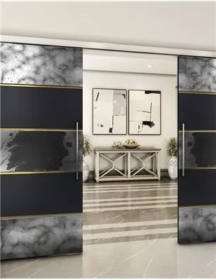 Holzschiebetür Slim-Line - Hell - Dunkel-Mix Model 4031