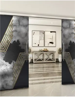 Holzschiebetür Slim-Line - Hell - Dunkel-Mix Model 4060