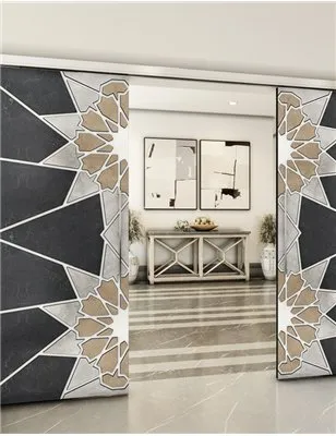 Holzschiebetür Slim-Line - Hell - Dunkel-Mix Model 4069