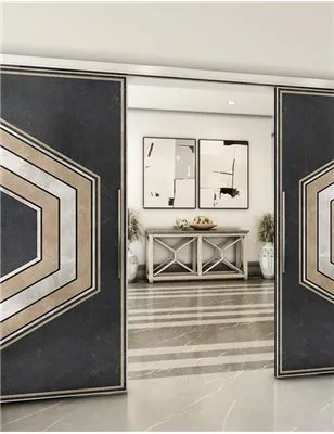 Holzschiebetür Slim-Line - Hell - Dunkel-Mix Model 4072