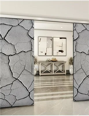 Holzschiebetür Slim-Line - Beton und Stein Model 4032