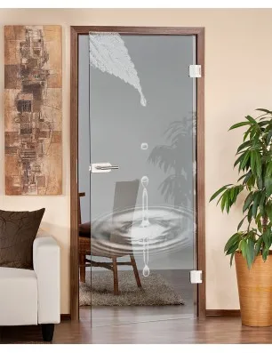 Ganzglastür Tropfen II Gelasert Auf Klarglas