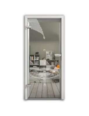 Ganzglastür Tropfen II Gelasert Auf Klarglas