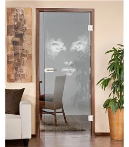 Ganzglastür Angel Eyes Gelasert Auf Klarglas