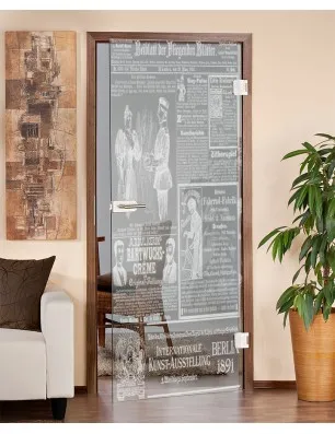 Ganzglastür Zeitung Gelasert Auf Klarglas